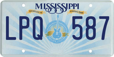 MS license plate LPQ587