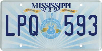 MS license plate LPQ593
