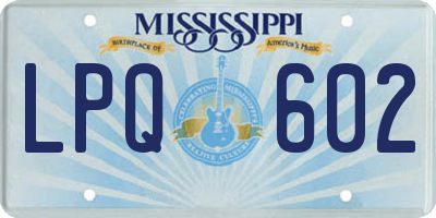 MS license plate LPQ602