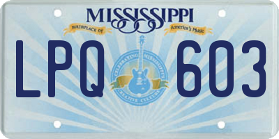 MS license plate LPQ603