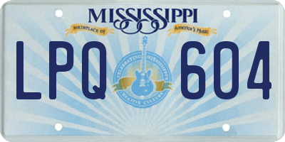 MS license plate LPQ604