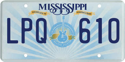 MS license plate LPQ610