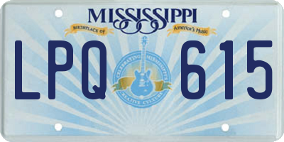 MS license plate LPQ615