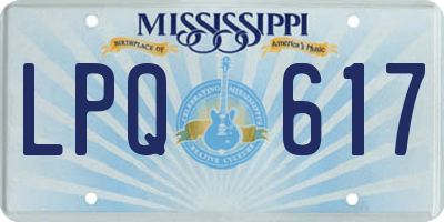 MS license plate LPQ617
