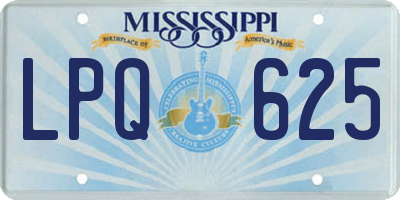 MS license plate LPQ625
