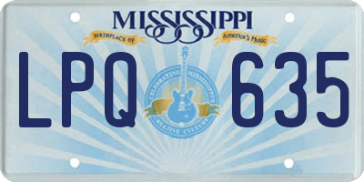 MS license plate LPQ635
