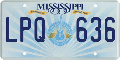 MS license plate LPQ636