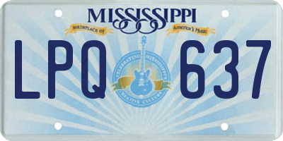 MS license plate LPQ637