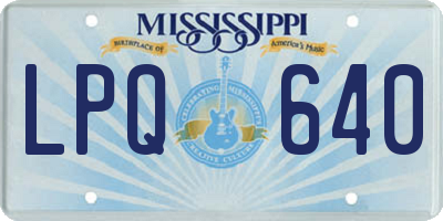 MS license plate LPQ640