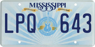 MS license plate LPQ643