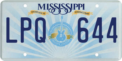 MS license plate LPQ644