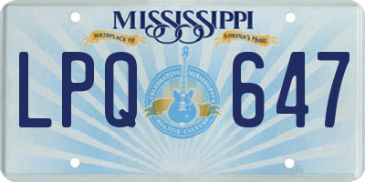 MS license plate LPQ647