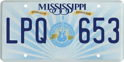 MS license plate LPQ653
