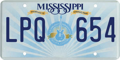 MS license plate LPQ654