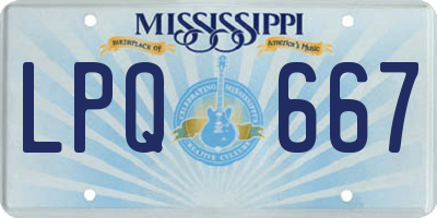 MS license plate LPQ667