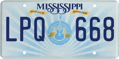 MS license plate LPQ668