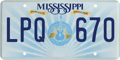 MS license plate LPQ670