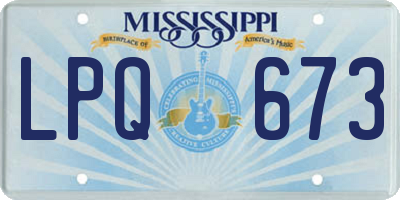 MS license plate LPQ673