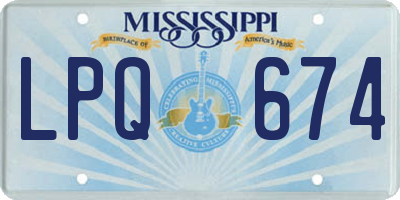 MS license plate LPQ674