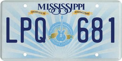 MS license plate LPQ681