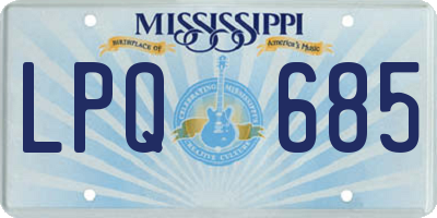 MS license plate LPQ685