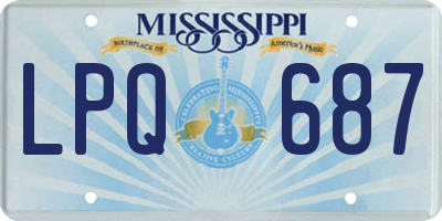 MS license plate LPQ687
