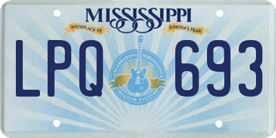 MS license plate LPQ693