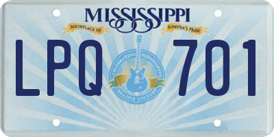 MS license plate LPQ701