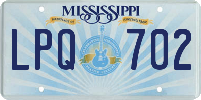 MS license plate LPQ702