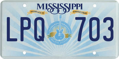 MS license plate LPQ703
