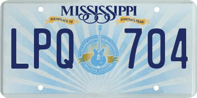MS license plate LPQ704