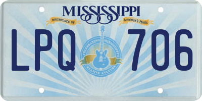 MS license plate LPQ706