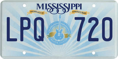 MS license plate LPQ720