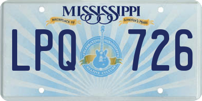 MS license plate LPQ726