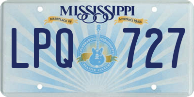 MS license plate LPQ727