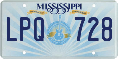 MS license plate LPQ728