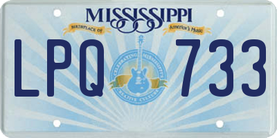 MS license plate LPQ733