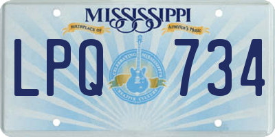 MS license plate LPQ734