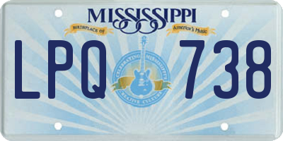 MS license plate LPQ738