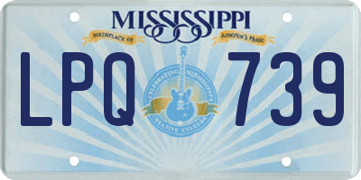 MS license plate LPQ739
