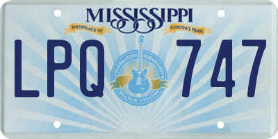 MS license plate LPQ747