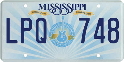 MS license plate LPQ748