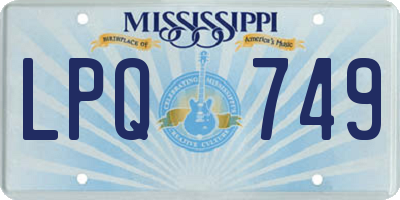 MS license plate LPQ749