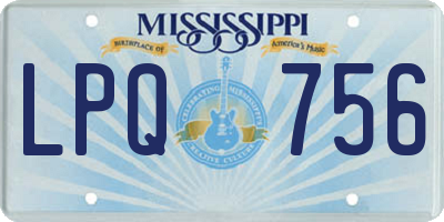 MS license plate LPQ756