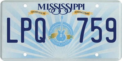 MS license plate LPQ759