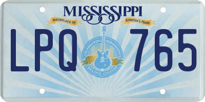 MS license plate LPQ765
