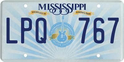 MS license plate LPQ767