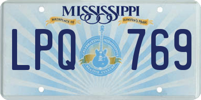 MS license plate LPQ769