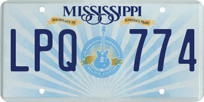 MS license plate LPQ774
