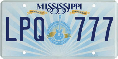 MS license plate LPQ777